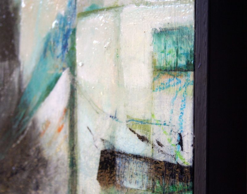 Close up of an abstract painting from the edge by Kathryn Gruber