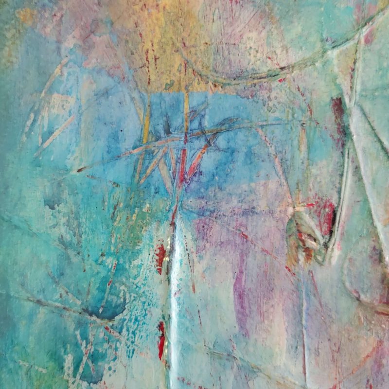A close up image of abstract painting "Taking Flight" by Kat Gruber