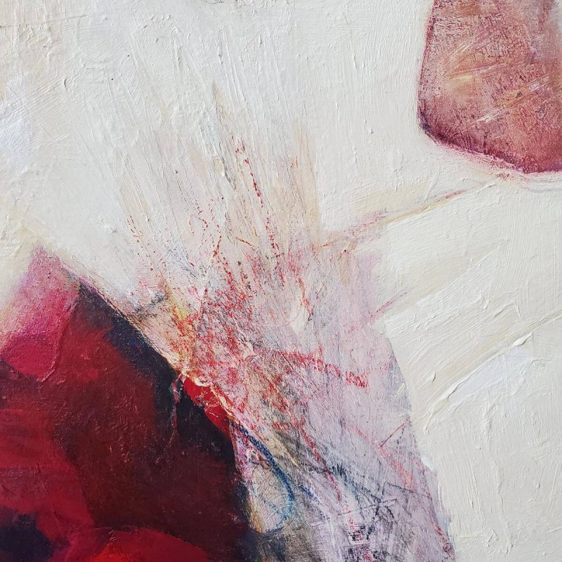 A close up of the abstract painting "Dream Need a Plan" by Kathryn Gruber